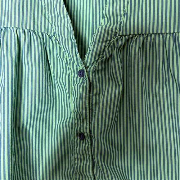 Nation LTD Geneva Blouse Havana Green Poplin Puff Sleeve Button Down Size Small - Picture 8 of 10
